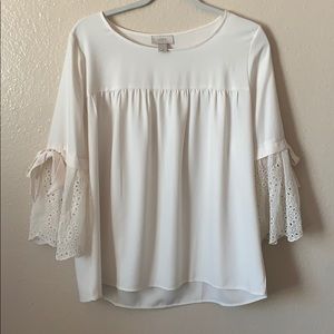 Off White Lace Sleeve Blouse